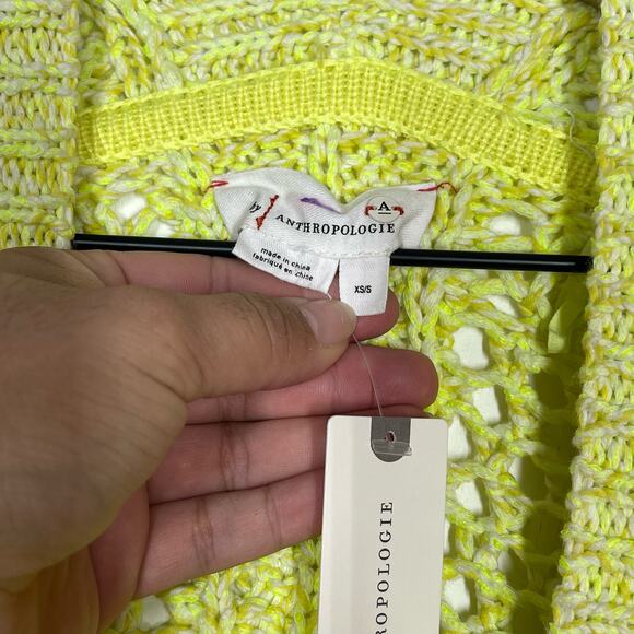 NEW Anthropologie Serenity Open Cardigan Lime Yellow Women’s Size XS/S - Picture 9 of 11
